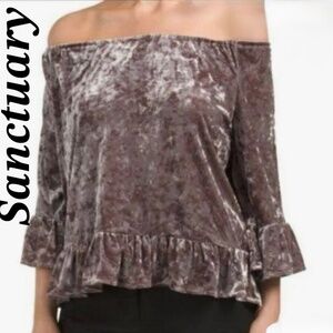 Sanctuary velvet off shoulder top Size L
